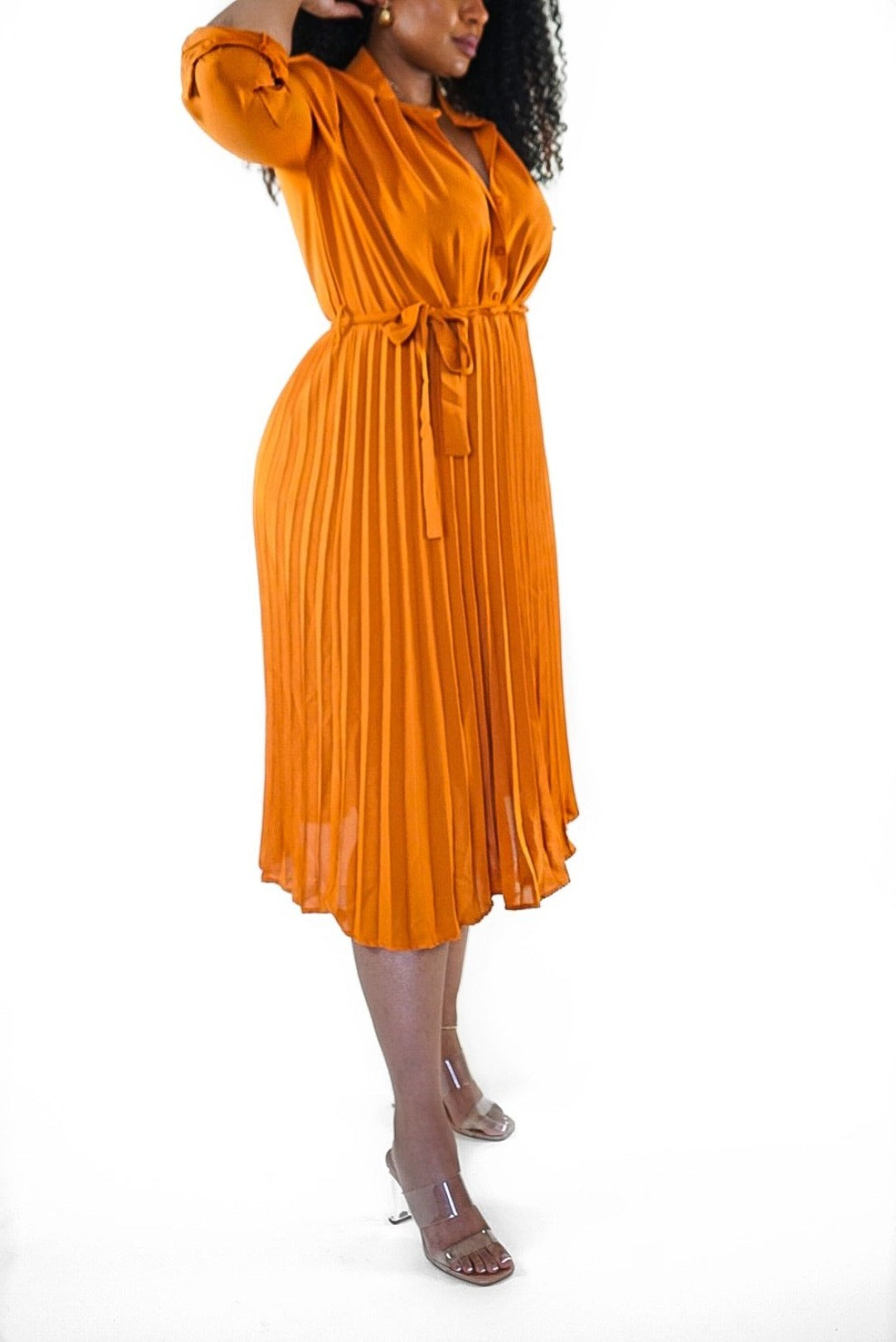 New look sales mustard pleated dress